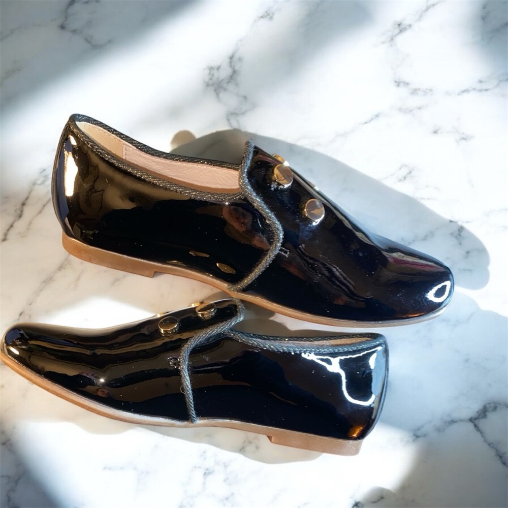 Venettini black patent leather loafers size 13 metallic studs dress shoe - Picture 3 of 7